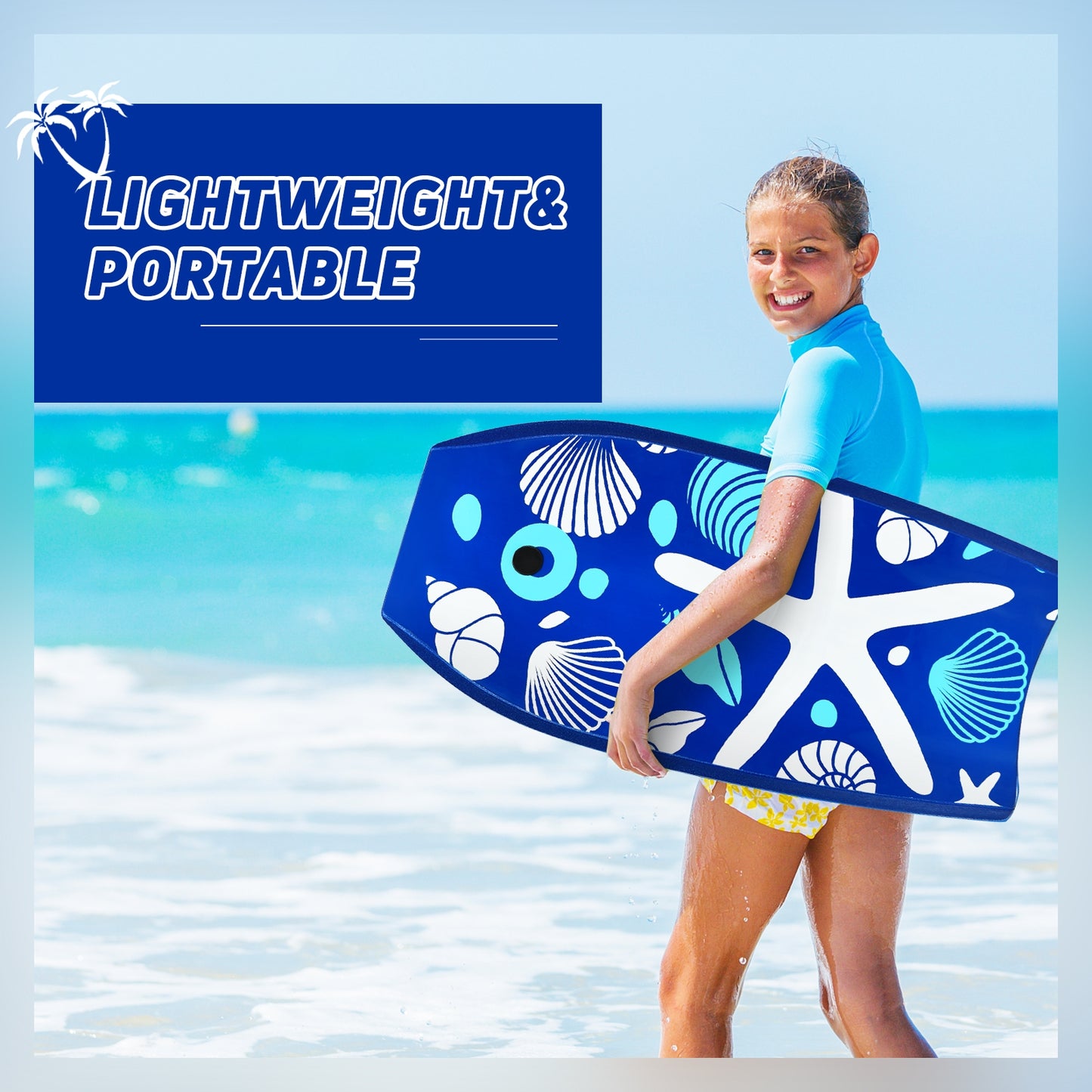 41 Inch Lightweight Portable Bodyboard, Blue Surfing at Gallery Canada