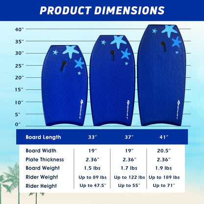41 Inch Lightweight Super Portable Surfing Bodyboard-S, Blue Surfing at Gallery Canada