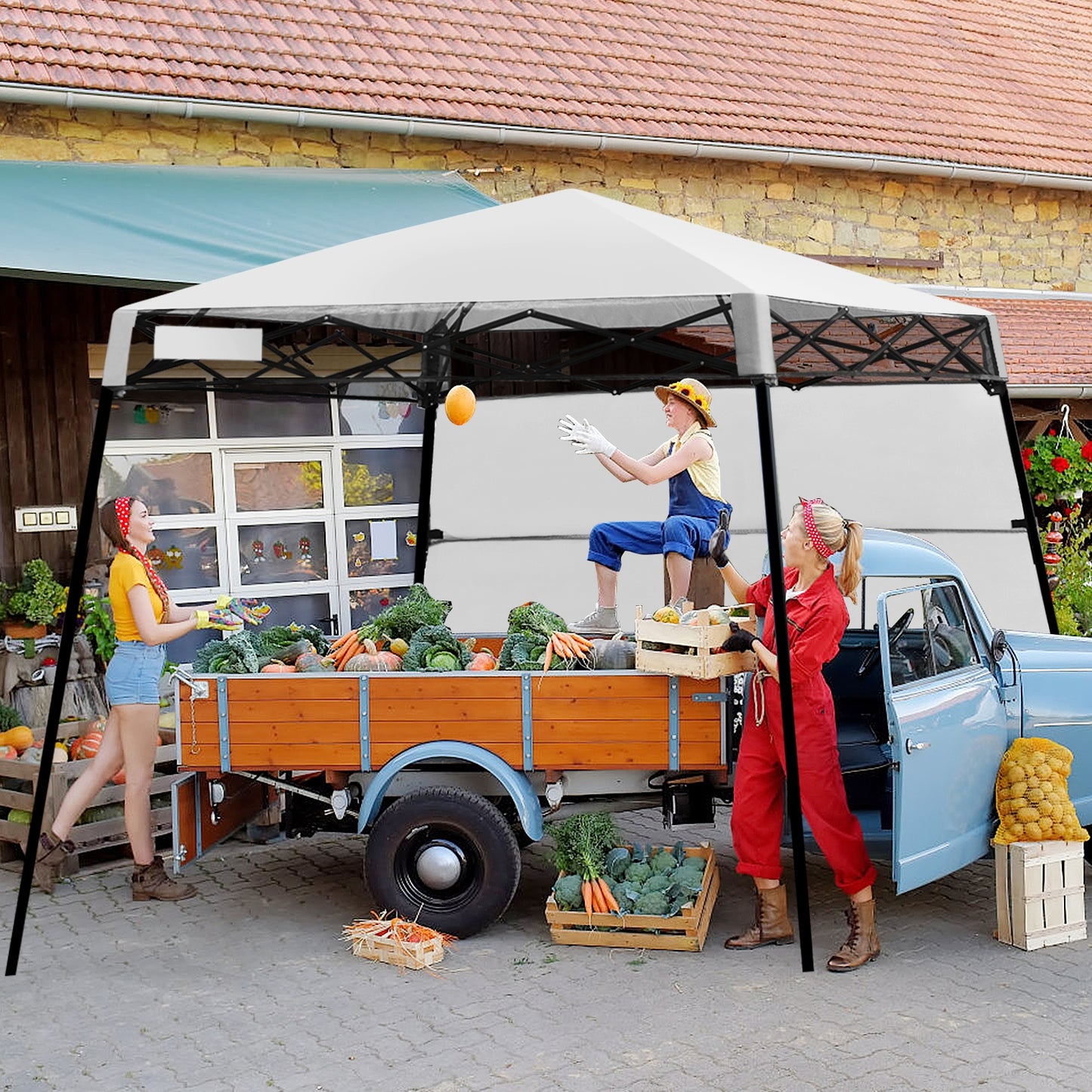 7 x 7 Feet Adjustable Portable Canopy Tent With Backpack, White Canopies at Gallery Canada