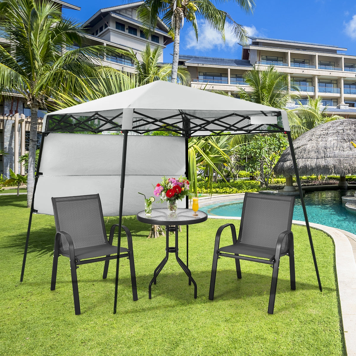 7 x 7 Feet Adjustable Portable Canopy Tent With Backpack, White Canopies at Gallery Canada