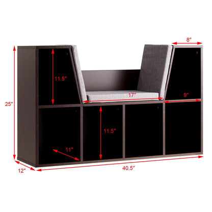 6-Cubby Kid Storage Bookcase, Cushioned Reading Nook, Brown Kids Storage at Gallery Canada