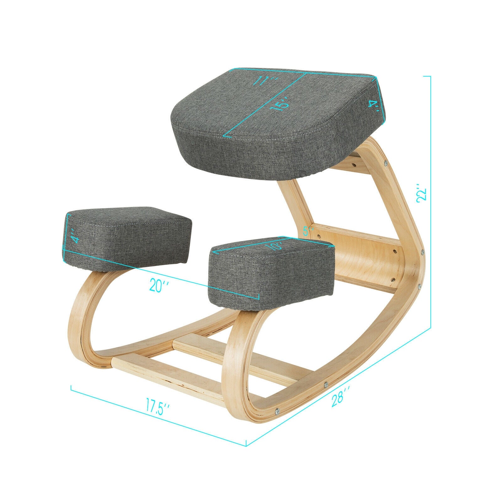 Ergonomic Kneeling Chair, Rocking Office Desk Stool, Gray Kneeling Chiars at Gallery Canada