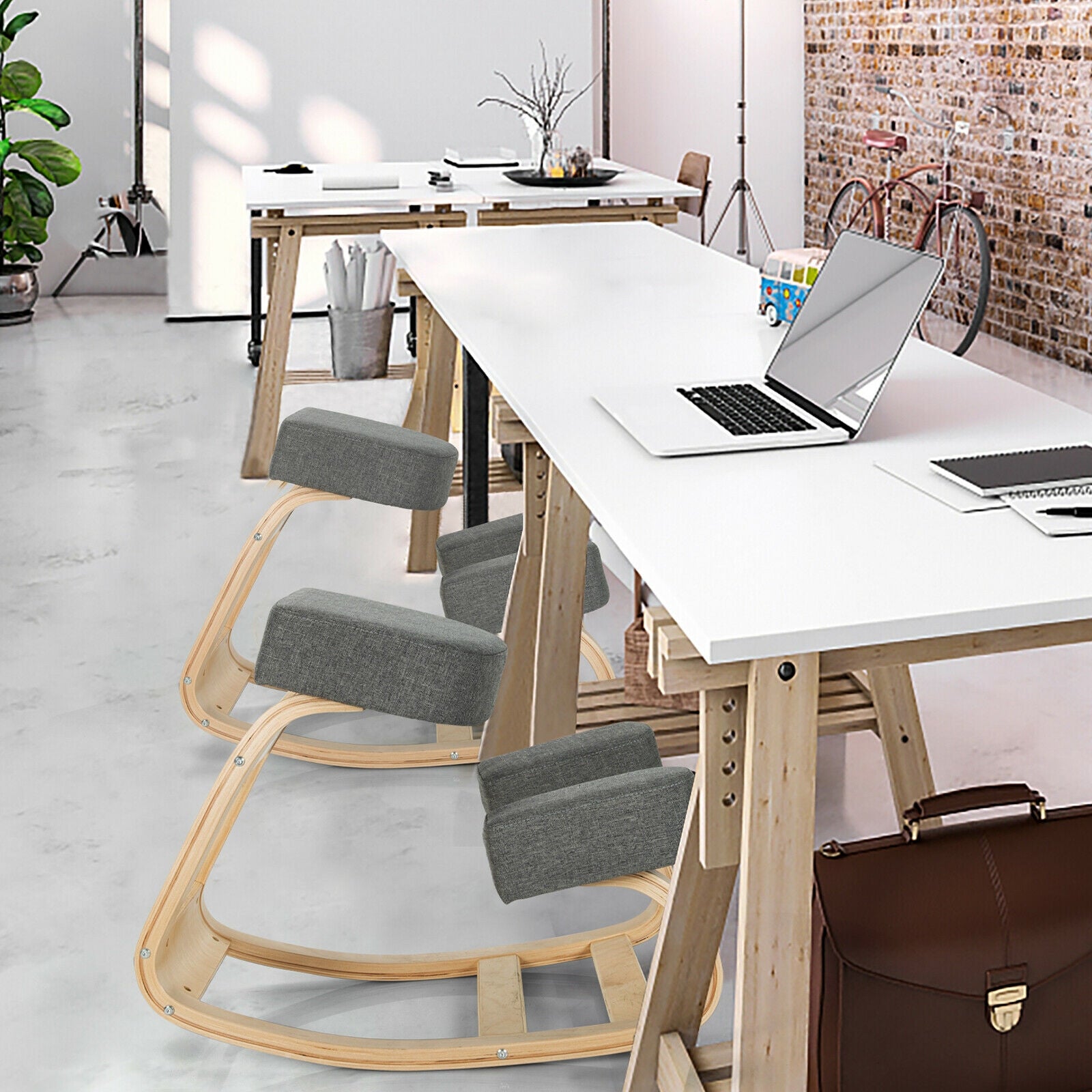 Ergonomic Kneeling Chair, Rocking Office Desk Stool, Gray Kneeling Chiars at Gallery Canada