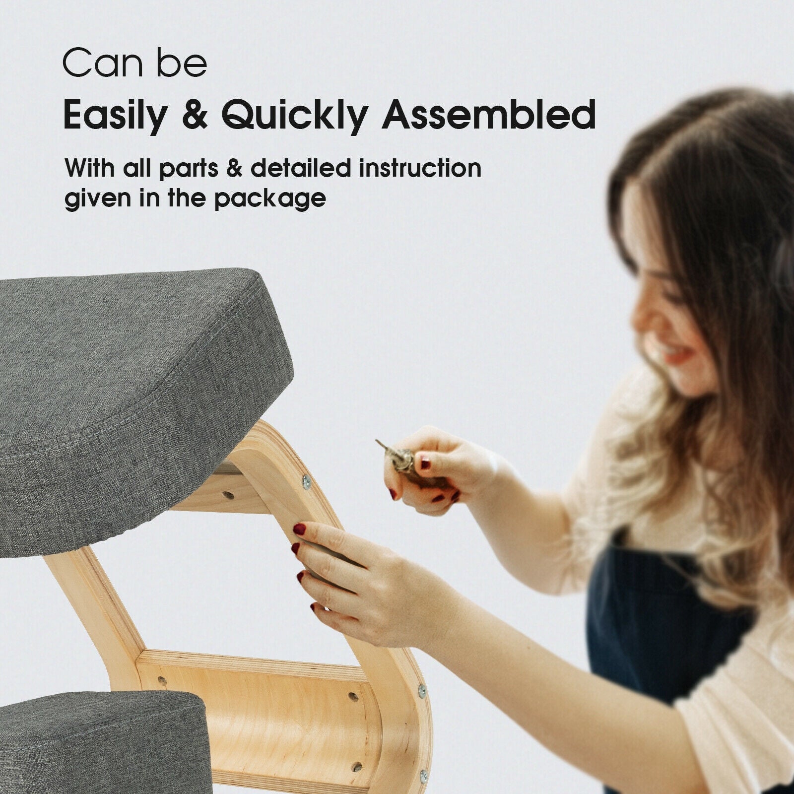 Ergonomic Kneeling Chair, Rocking Office Desk Stool, Gray Kneeling Chiars at Gallery Canada