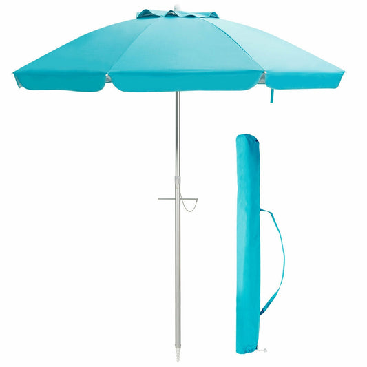 6.5 Feet Beach Umbrella, With Sun Shade And Carry Bag, Blue Outdoor Umbrellas Blue at Gallery Canada