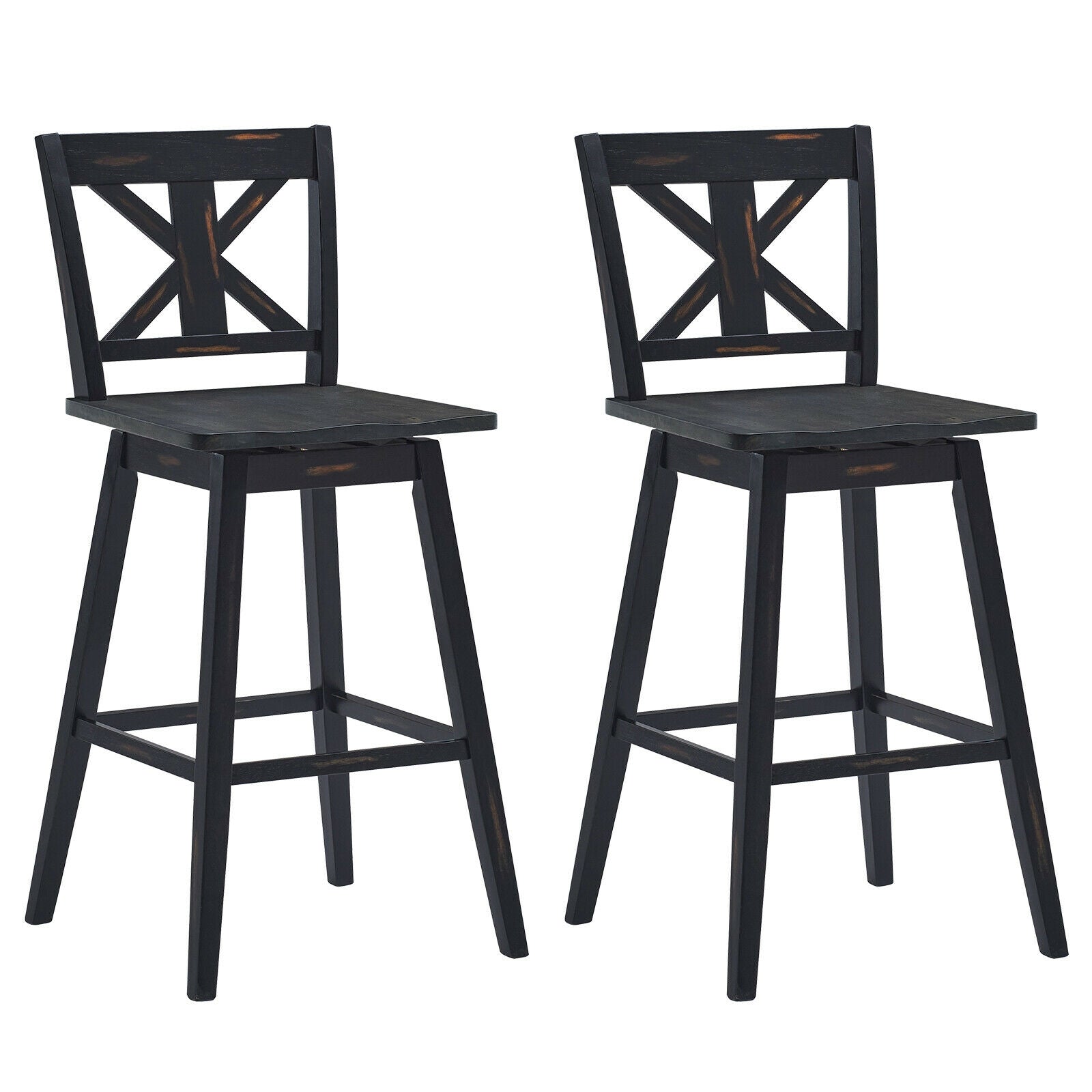 Set Of 2 360-Degree Swivel Bar Stools, Black Bar Stools Black at Gallery Canada