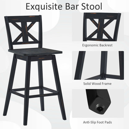 Set Of 2 360-Degree Swivel Bar Stools, Black Bar Stools at Gallery Canada