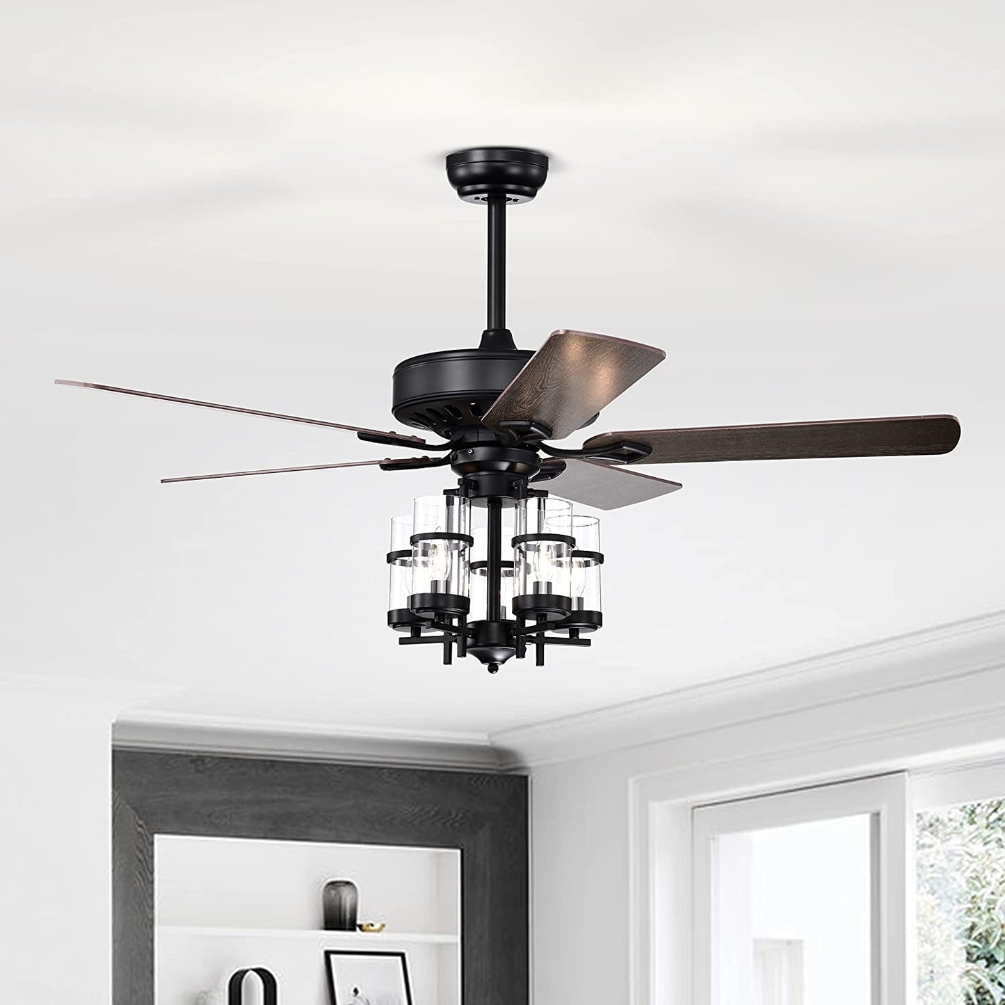 50 Inch Noiseless Ceiling Fan Light, Explosion-Proof Glass Lampshades, Black Ceiling Fans at Gallery Canada