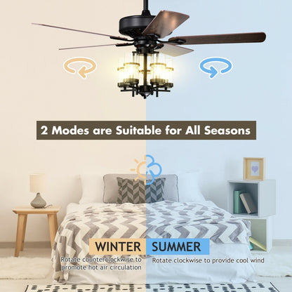 50 Inch Noiseless Ceiling Fan Light, Explosion-Proof Glass Lampshades, Black Ceiling Fans at Gallery Canada