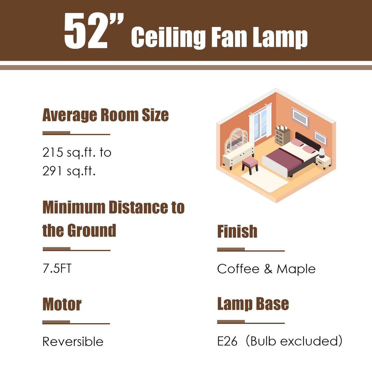 52 Inch 3-Speed Crystal Ceiling Fan Light, Remote Control, Black Ceiling Fans at Gallery Canada