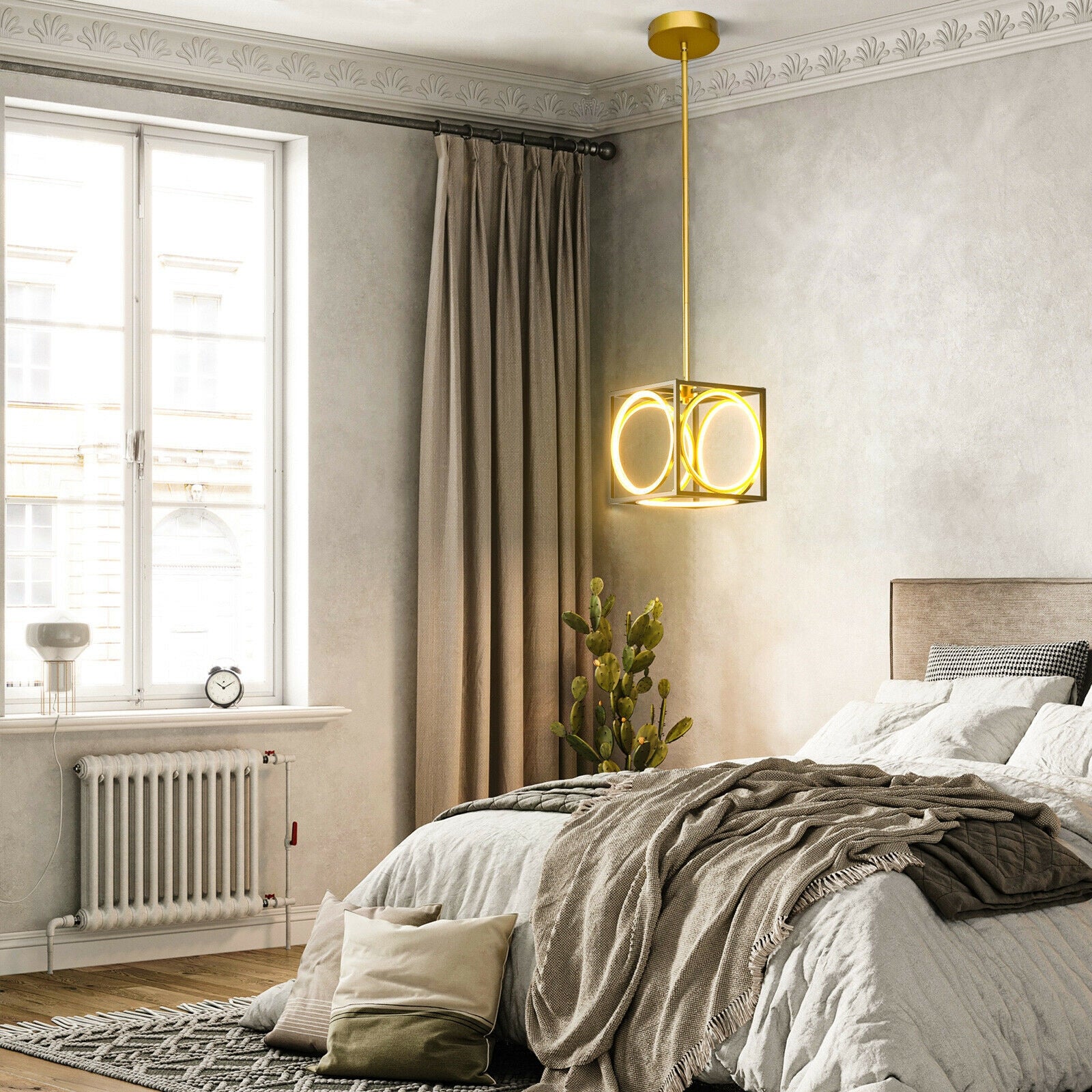 LED Pendant Light, 42 Inches Adjustable Suspender, Golden Ceiling Lights at Gallery Canada