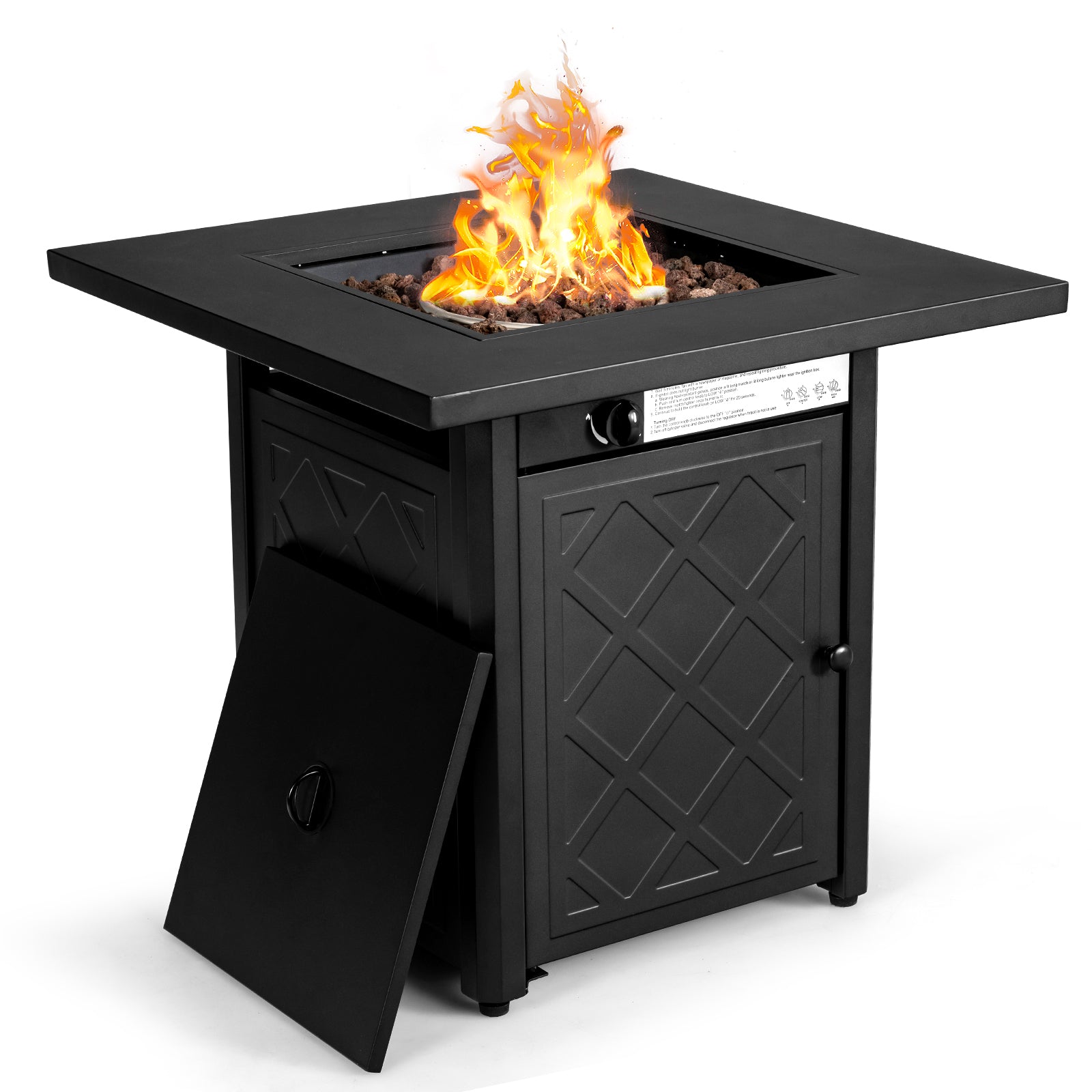 28 Inch Propane 50,000 BTU Patio Square Gas Fireplace, Black Fire Pits at Gallery Canada
