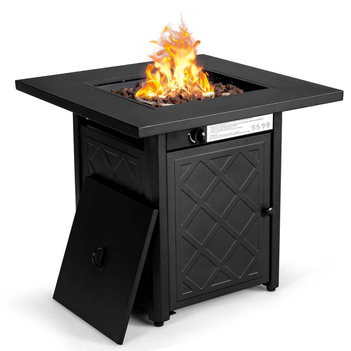 28 Inch Propane 50,000 BTU Patio Square Gas Fireplace, Black Fire Pits at Gallery Canada