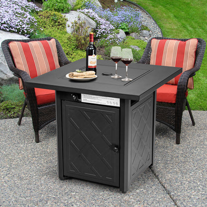 28 Inch Propane 50,000 BTU Patio Square Gas Fireplace, Black Fire Pits at Gallery Canada