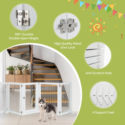 Freestanding 6-Panel Dog Gate, for Stairs, White Pet Gate at Gallery Canada
