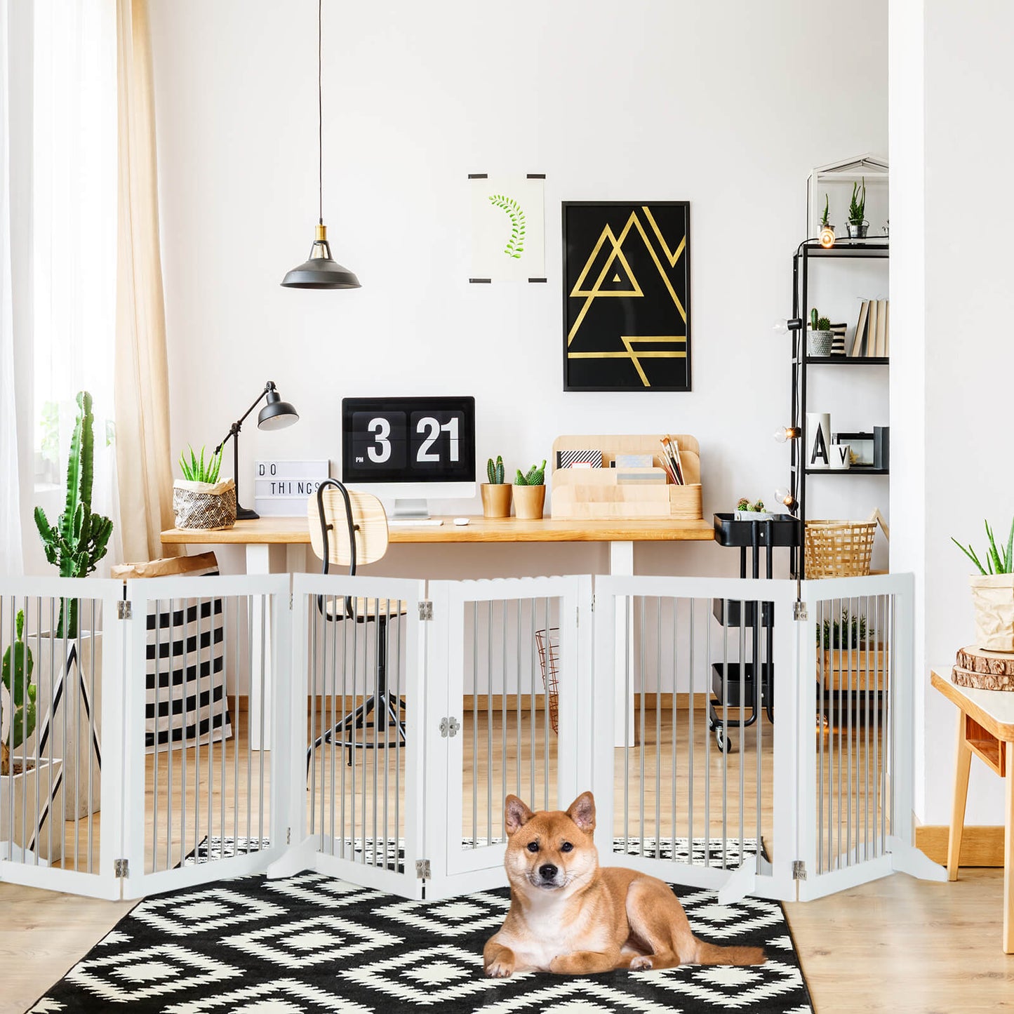 Freestanding 6-Panel Dog Gate, for Stairs, White Pet Gate at Gallery Canada