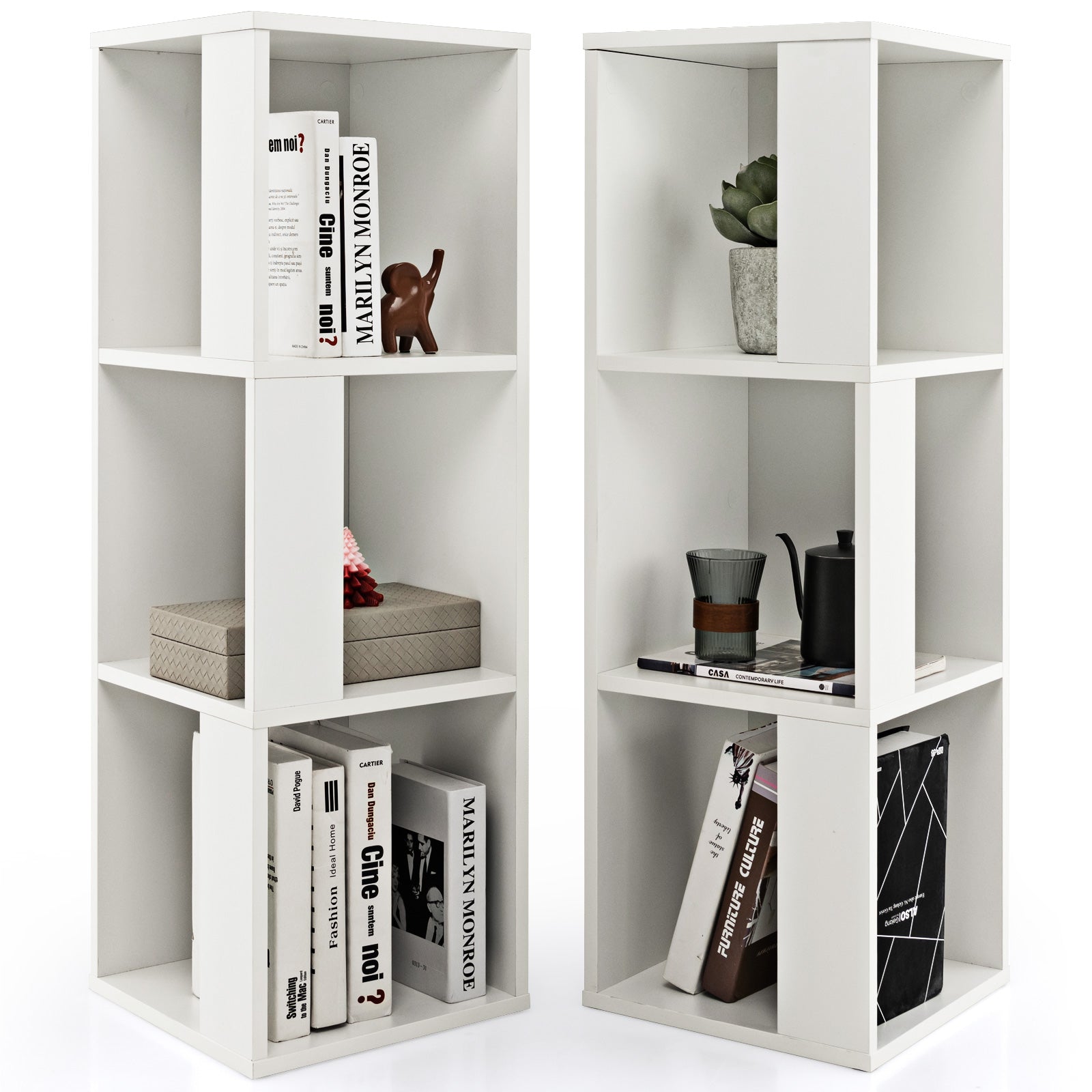 3-Tier 6 Cube Bookcase with Anti-Toppling Device, White Bookcases at Gallery Canada