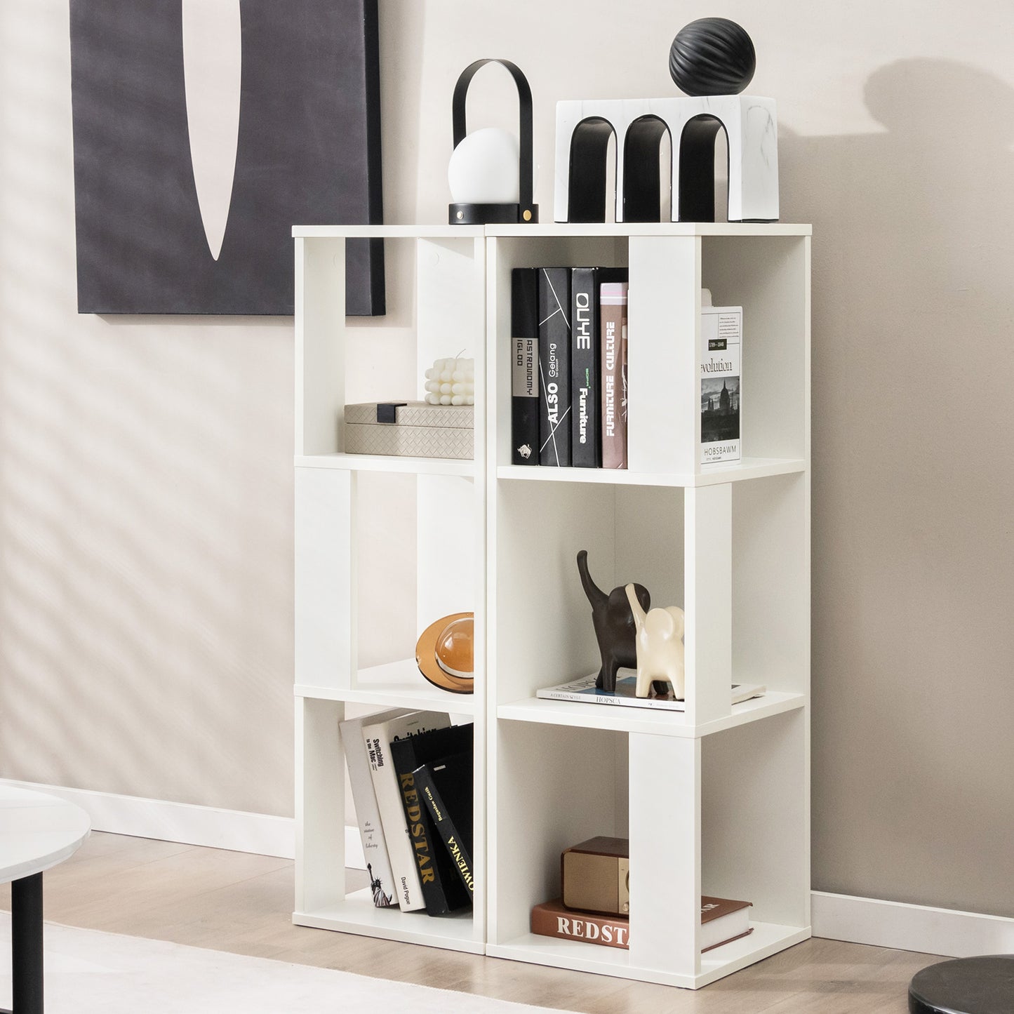 3-Tier 6 Cube Bookcase with Anti-Toppling Device, White Bookcases at Gallery Canada