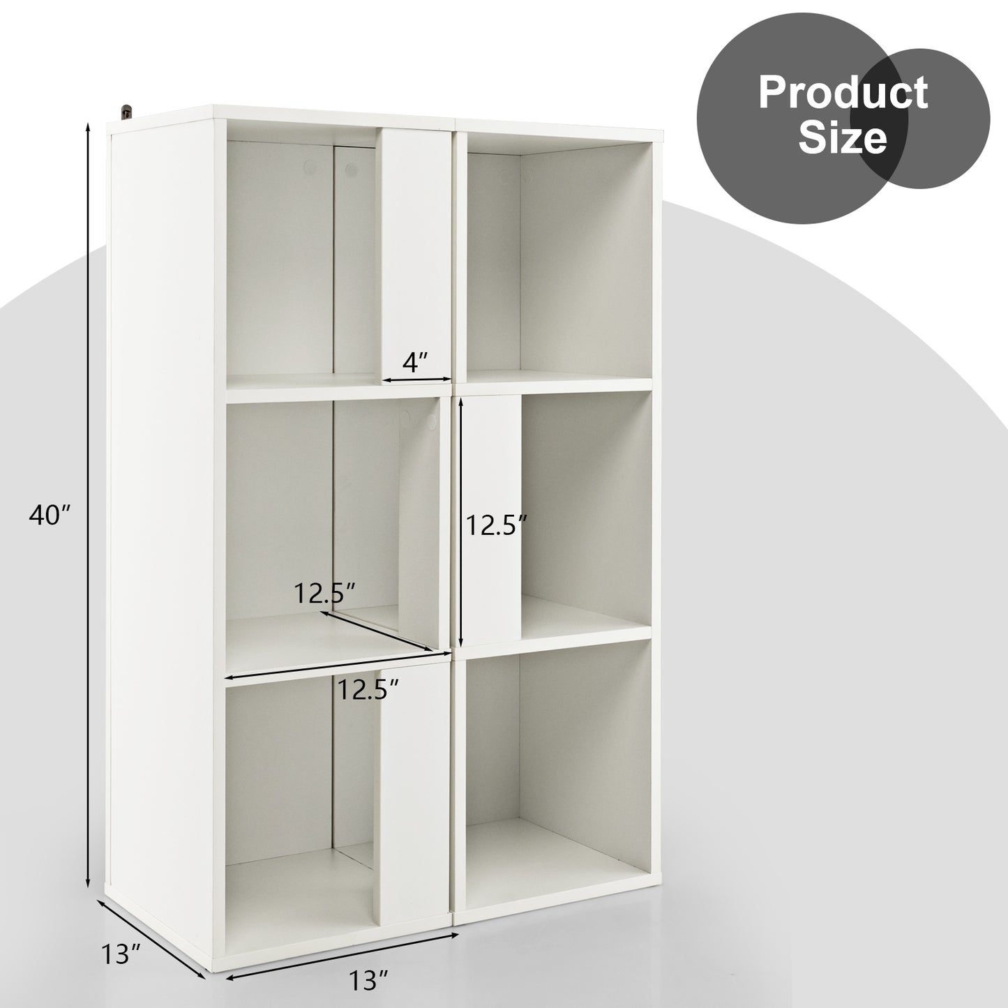 3-Tier 6 Cube Bookcase with Anti-Toppling Device, White Bookcases at Gallery Canada