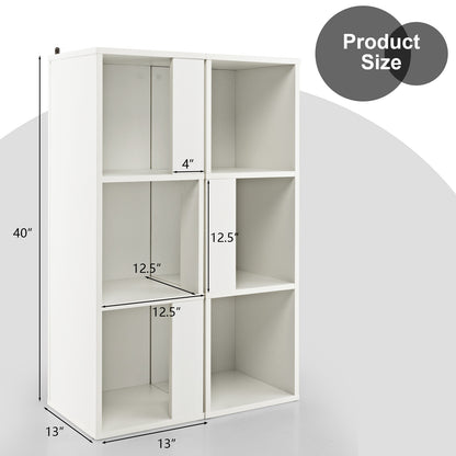 3-Tier 6 Cube Bookcase with Anti-Toppling Device, White Bookcases at Gallery Canada