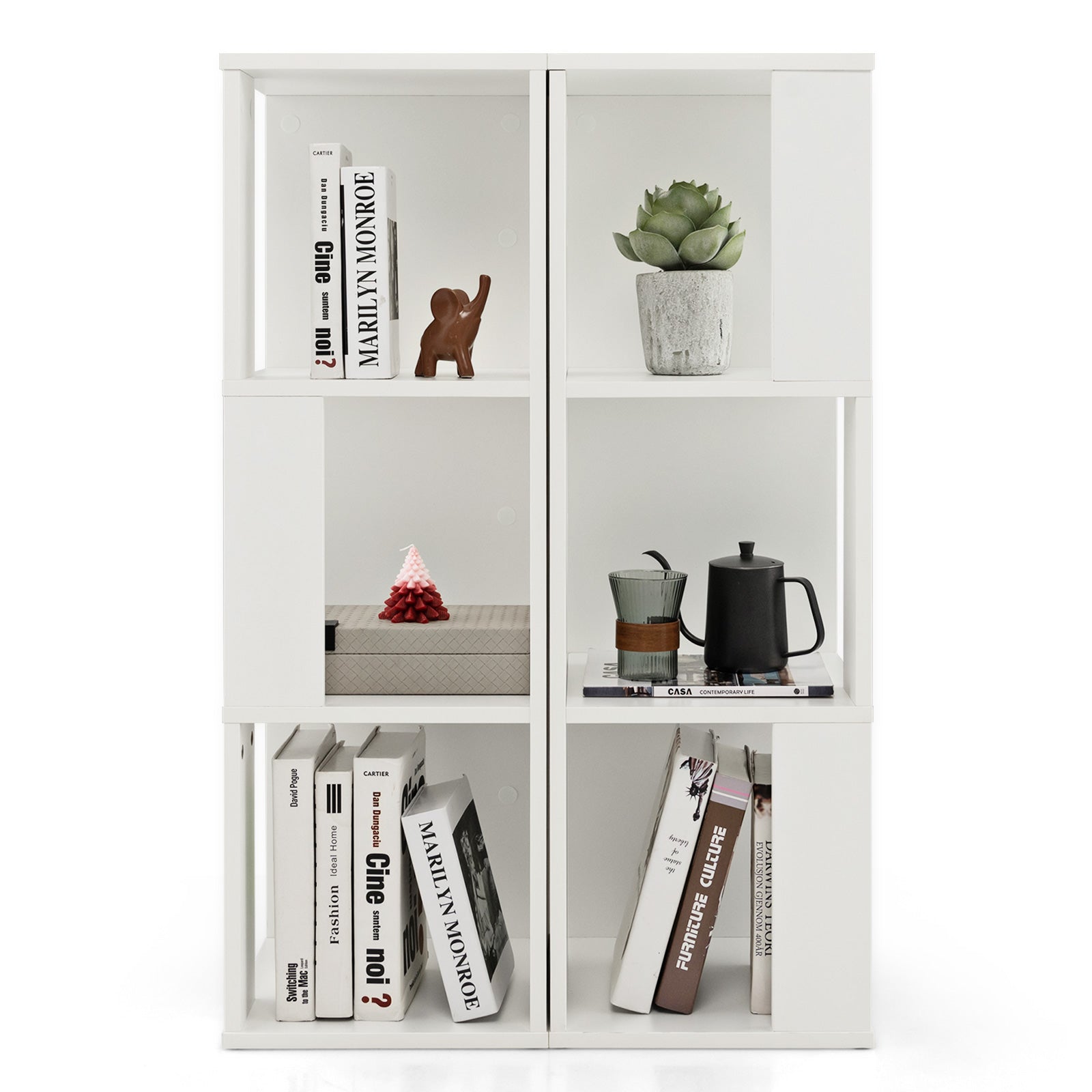 3-Tier 6 Cube Bookcase with Anti-Toppling Device, White Bookcases at Gallery Canada