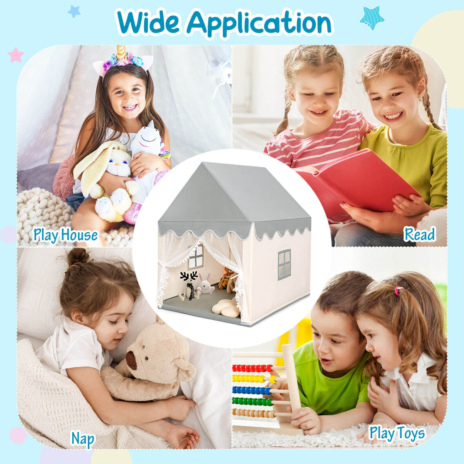 Kids Large Play Castle Fairy Tent With Mat, Beige Play Tents & Playhouse at Gallery Canada