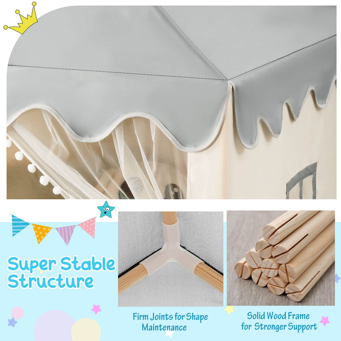 Kids Large Play Castle Fairy Tent With Mat, Beige Play Tents & Playhouse at Gallery Canada