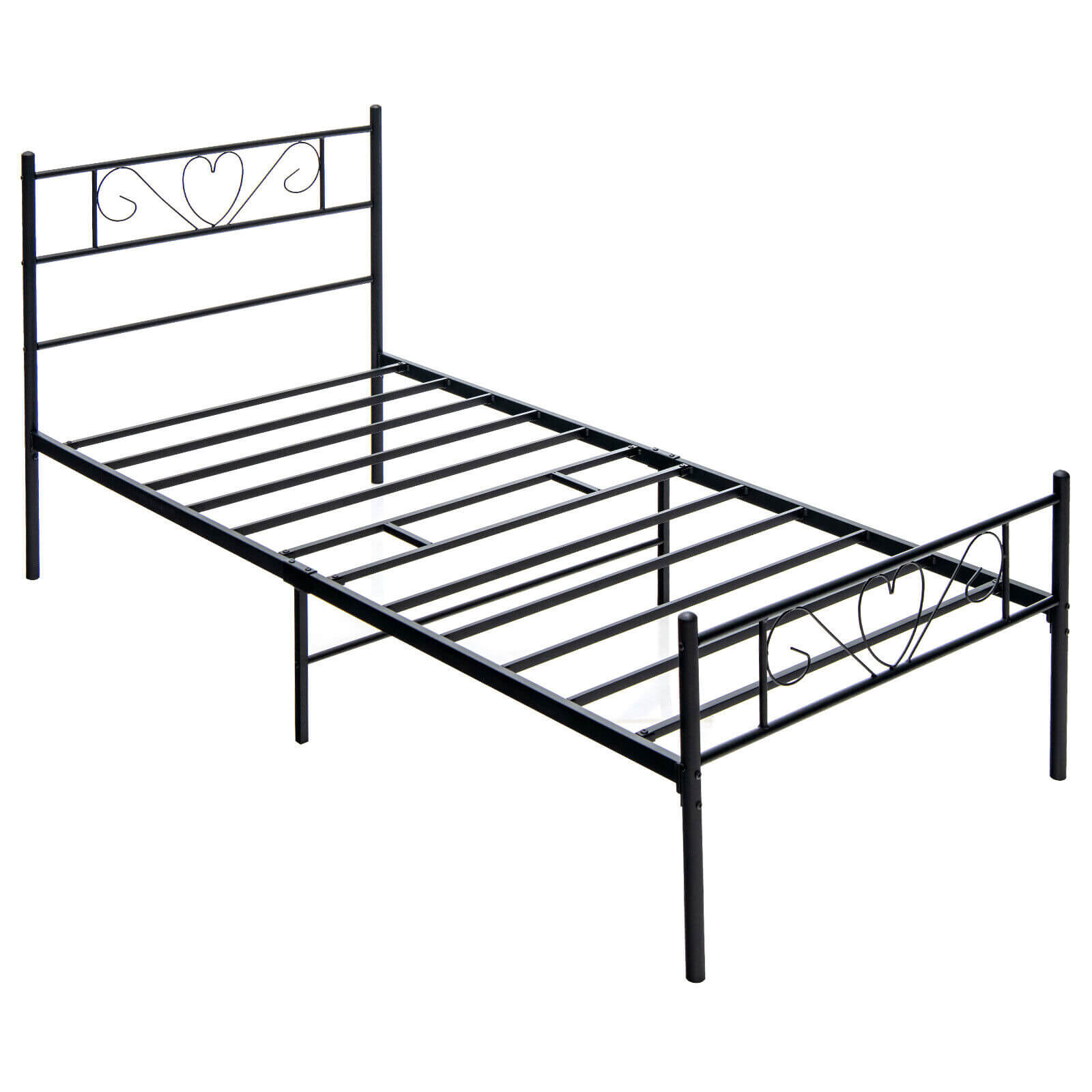 Twin XL Metal Bed Frame with Heart Headboard, Black Simple Bed Frame Black at Gallery Canada