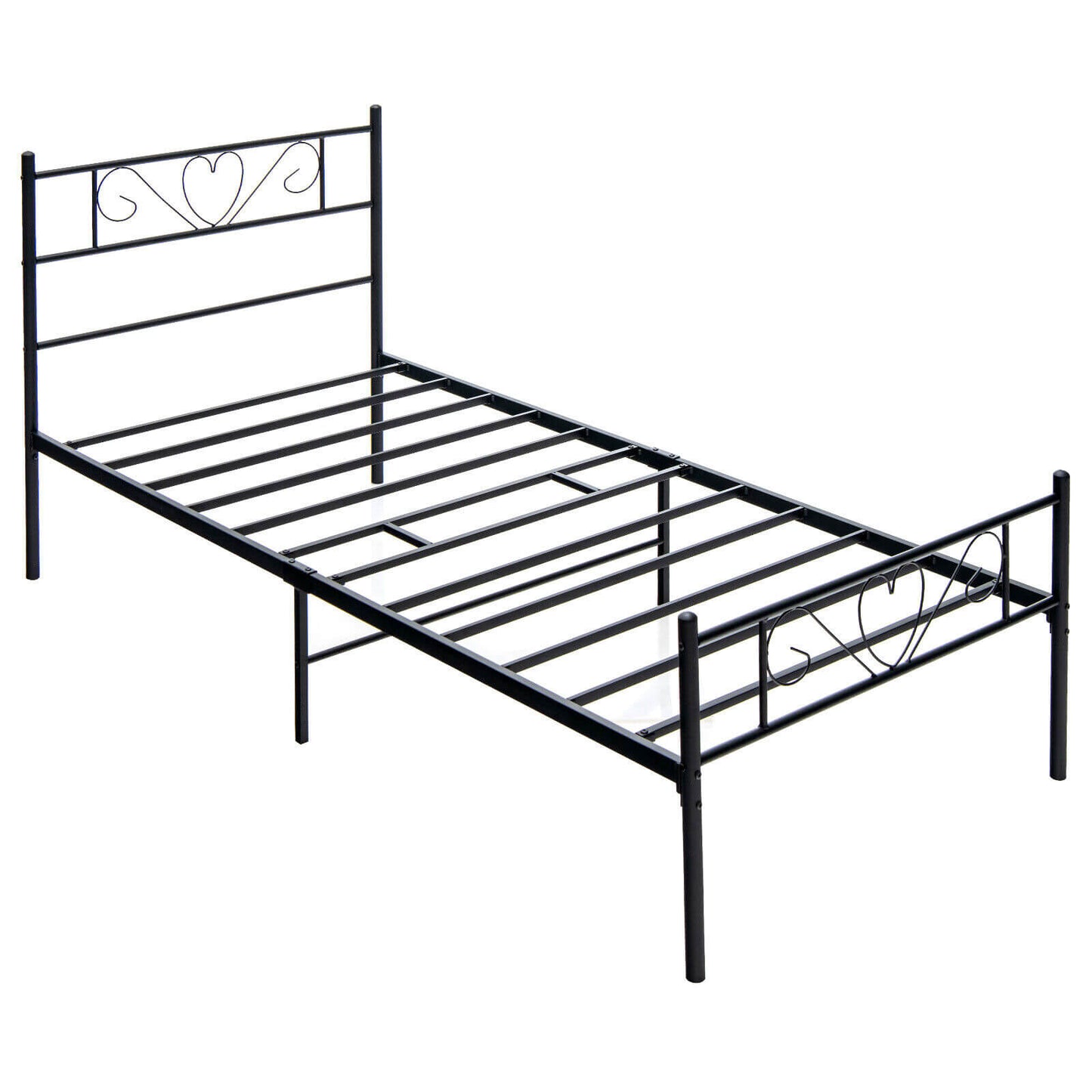Twin XL Metal Bed Frame with Heart Headboard, Black Simple Bed Frame Black at Gallery Canada