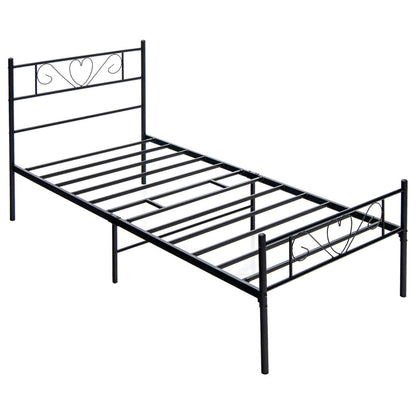 Twin XL Metal Bed Frame with Heart Headboard, Black Simple Bed Frame Black at Gallery Canada