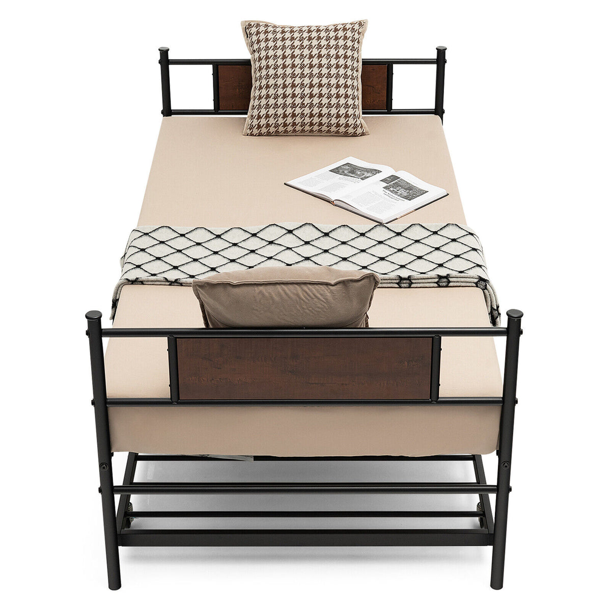 Twin Size 2-In-1 Daybed Frame With Pullout Trundle, Black Trundle Bed Frame at Gallery Canada