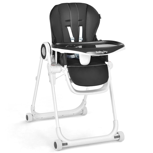 Baby High Chair, Foldable Feeding Chair, 4 Lockable Wheels, Black High Chairs Black at Gallery Canada