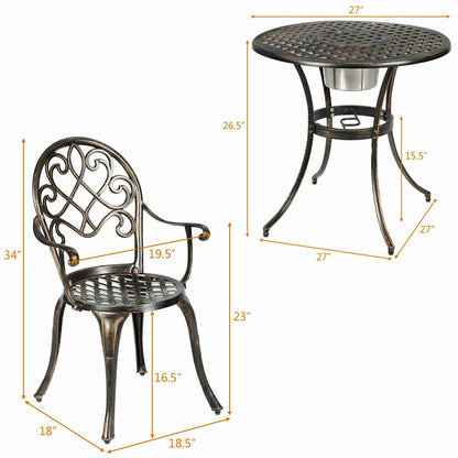 3 Piece Outdoor Patio Bistro Set, With Removable Ice Bucket, Bronze Patio Conversation Sets at Gallery Canada