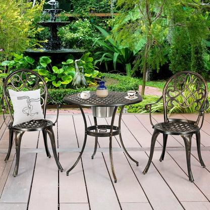 3 Piece Outdoor Patio Bistro Set, With Removable Ice Bucket, Bronze Patio Conversation Sets at Gallery Canada