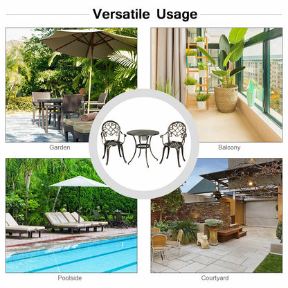 3 Piece Outdoor Patio Bistro Set, With Removable Ice Bucket, Bronze Patio Conversation Sets at Gallery Canada