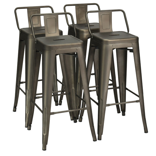 30 Inch Metal Counter Height Barstools, Set of 4, Dark Brown Bar Stools Dark Brown at Gallery Canada
