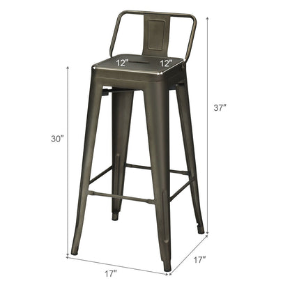 30 Inch Metal Counter Height Barstools, Set of 4, Dark Brown Bar Stools at Gallery Canada