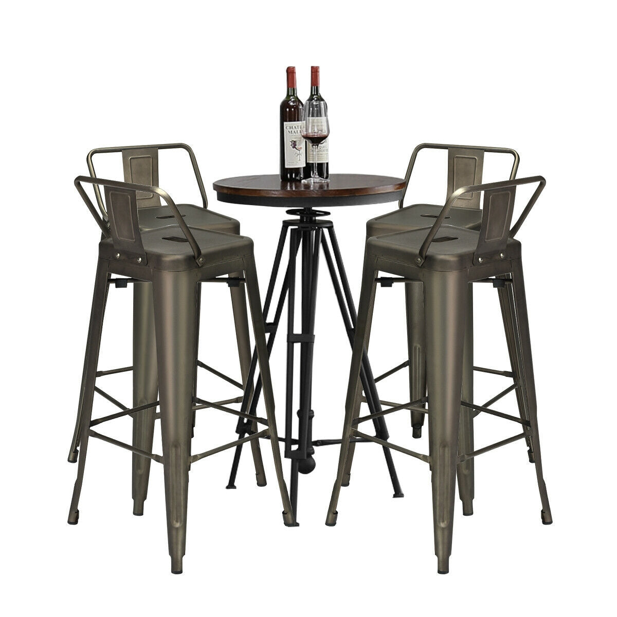 30 Inch Metal Counter Height Barstools, Set of 4, Dark Brown Bar Stools at Gallery Canada
