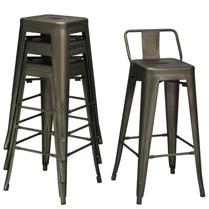 30 Inch Metal Counter Height Barstools, Set of 4, Dark Brown Bar Stools at Gallery Canada