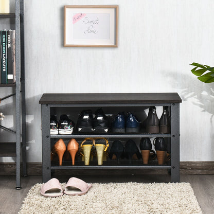 3-Tier Shoe Rack Industrial Bench, Black Shoe Racks & Storage Benches at Gallery Canada
