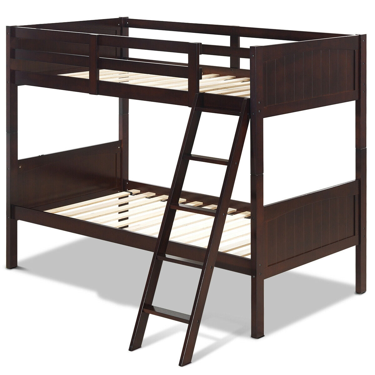 Twin Size Wooden Bunk Beds, Convertible To 2 Beds, Brown Bunk Bed Frame at Gallery Canada