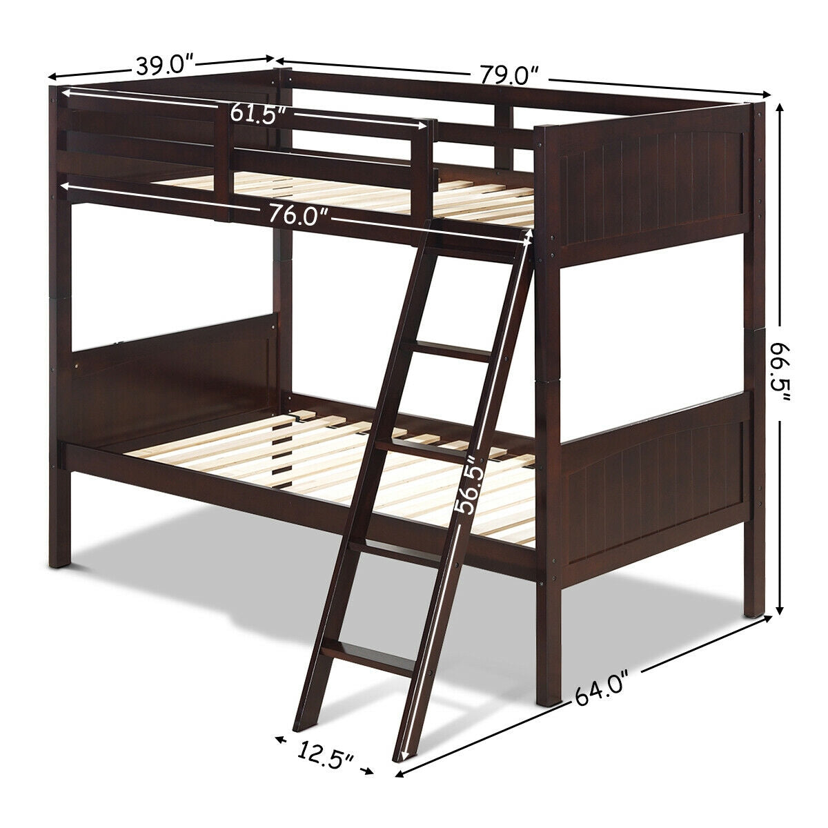 Twin Size Wooden Bunk Beds, Convertible To 2 Beds, Brown Bunk Bed Frame at Gallery Canada