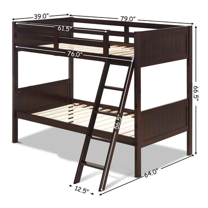 Twin Size Wooden Bunk Beds, Convertible To 2 Beds, Brown Bunk Bed Frame at Gallery Canada