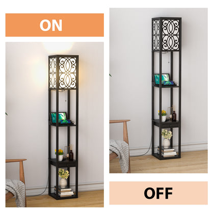 Modern Standing Shelf Lamp, 1 Outlet 2 USB Ports, Black Table & Floor Lamps at Gallery Canada