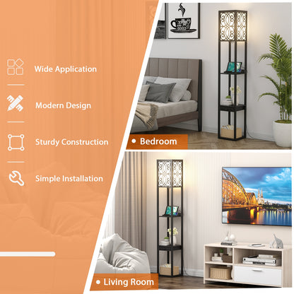 Modern Standing Shelf Lamp, 1 Outlet 2 USB Ports, Black Table & Floor Lamps at Gallery Canada