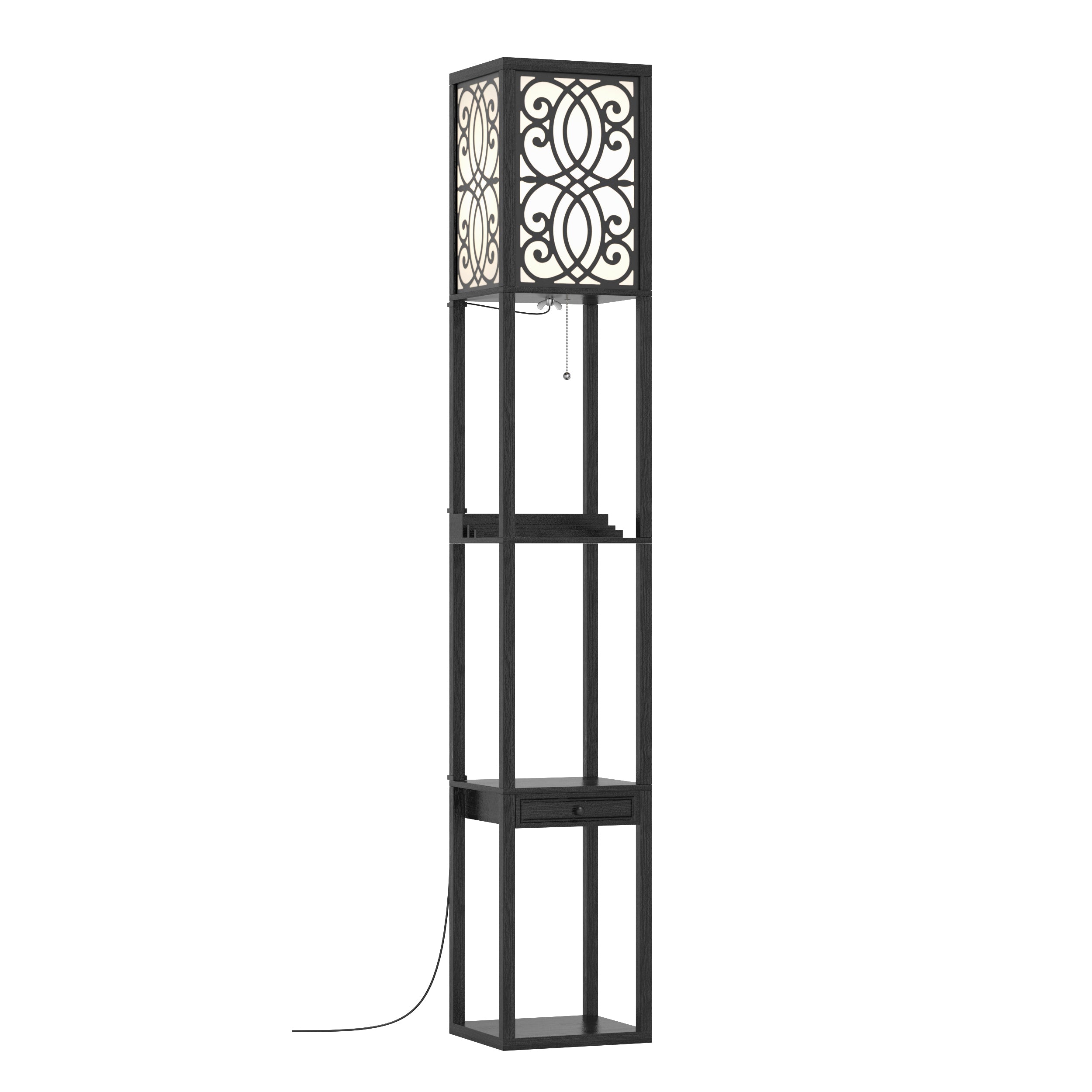 Modern Standing Shelf Lamp, 1 Outlet 2 USB Ports, Black Table & Floor Lamps at Gallery Canada