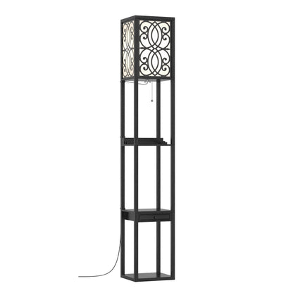 Modern Standing Shelf Lamp, 1 Outlet 2 USB Ports, Black Table & Floor Lamps at Gallery Canada