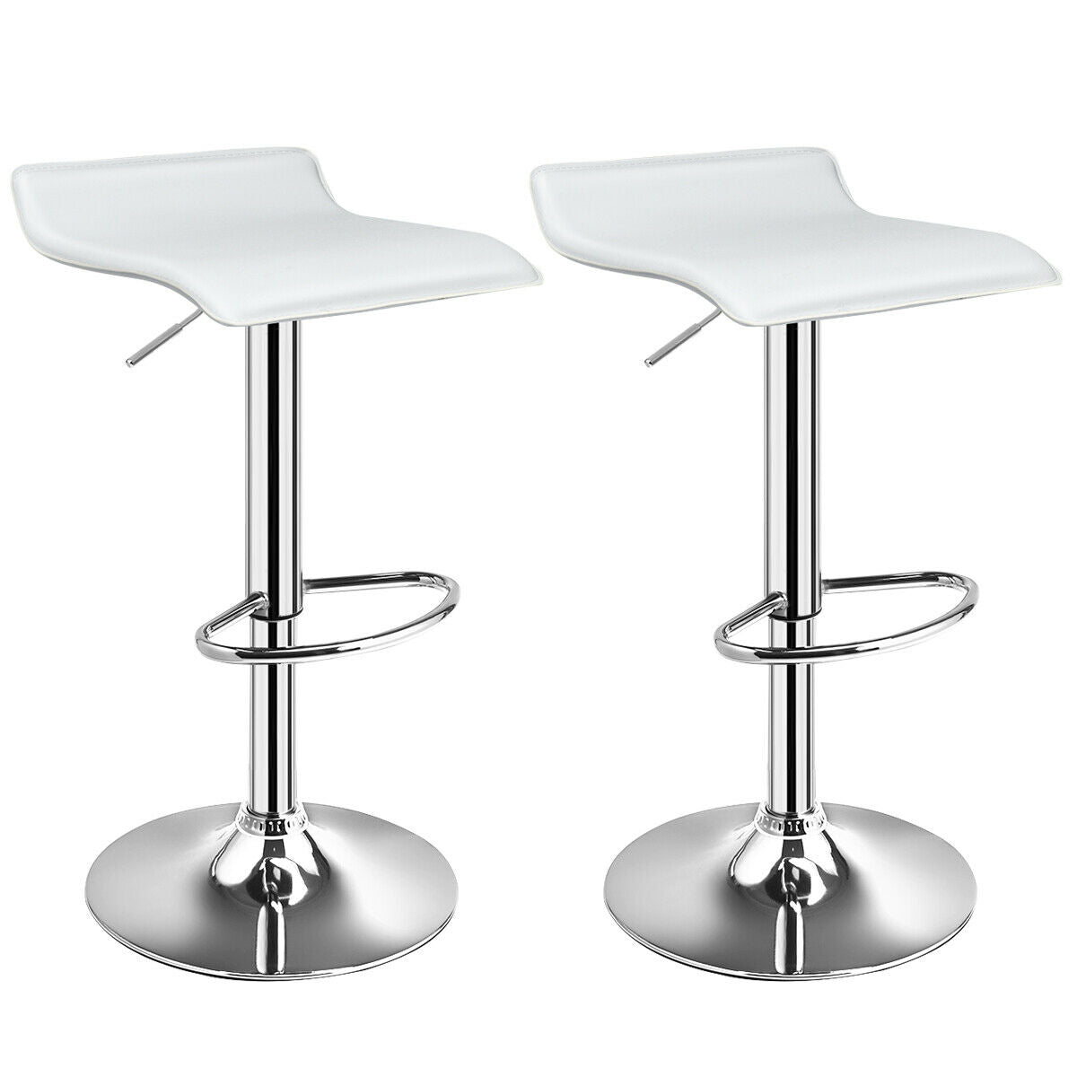 Set Of 2 Adjustable PU Leather Backless Bar Stools, White Bar Stools at Gallery Canada
