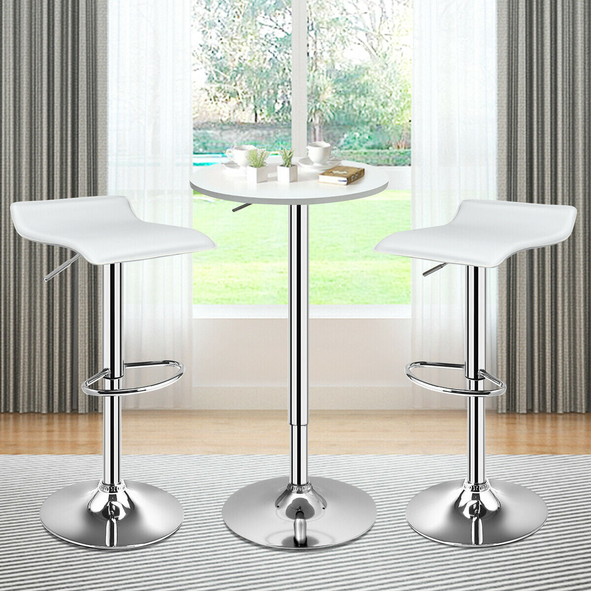 Set Of 2 Adjustable PU Leather Backless Bar Stools, White Bar Stools at Gallery Canada