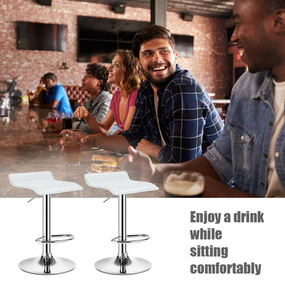 Set Of 2 Adjustable PU Leather Backless Bar Stools, White Bar Stools at Gallery Canada